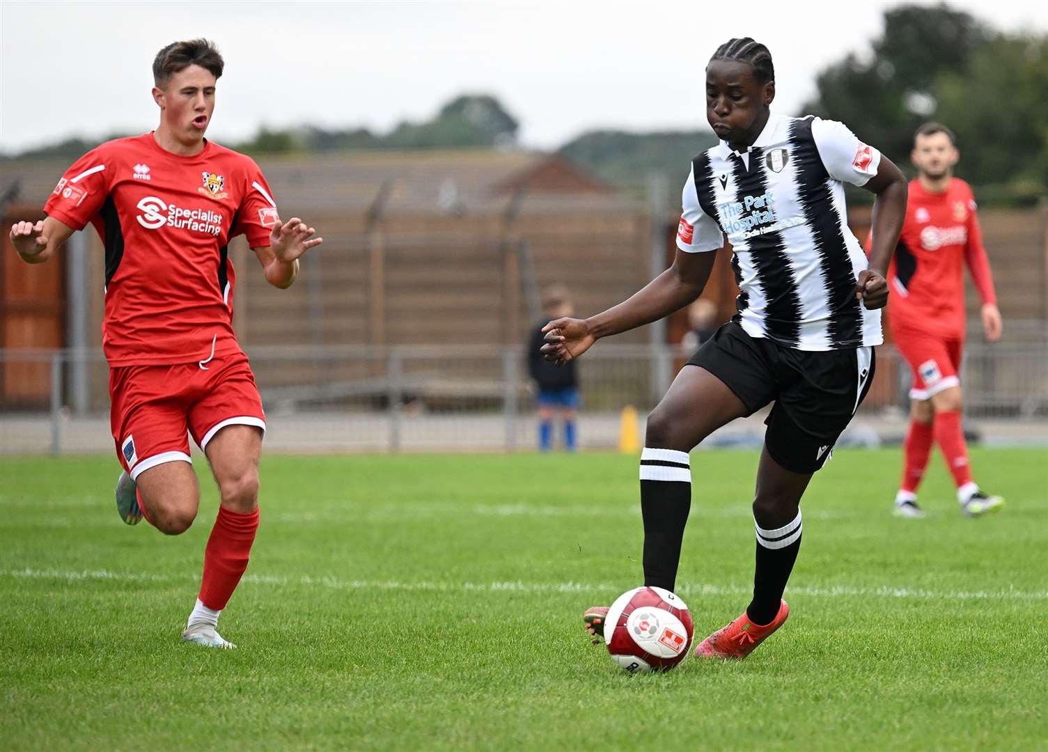 Action from Grantham Town's home defeat to Bridlington on Saturday. Photo: Toby Roberts