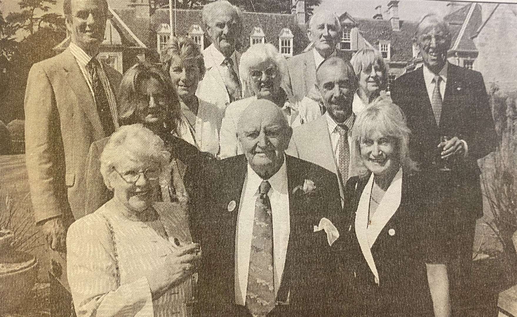 Bill Banks celebrates his 90th birthday with guests at Witham Hall School 25 years ago.