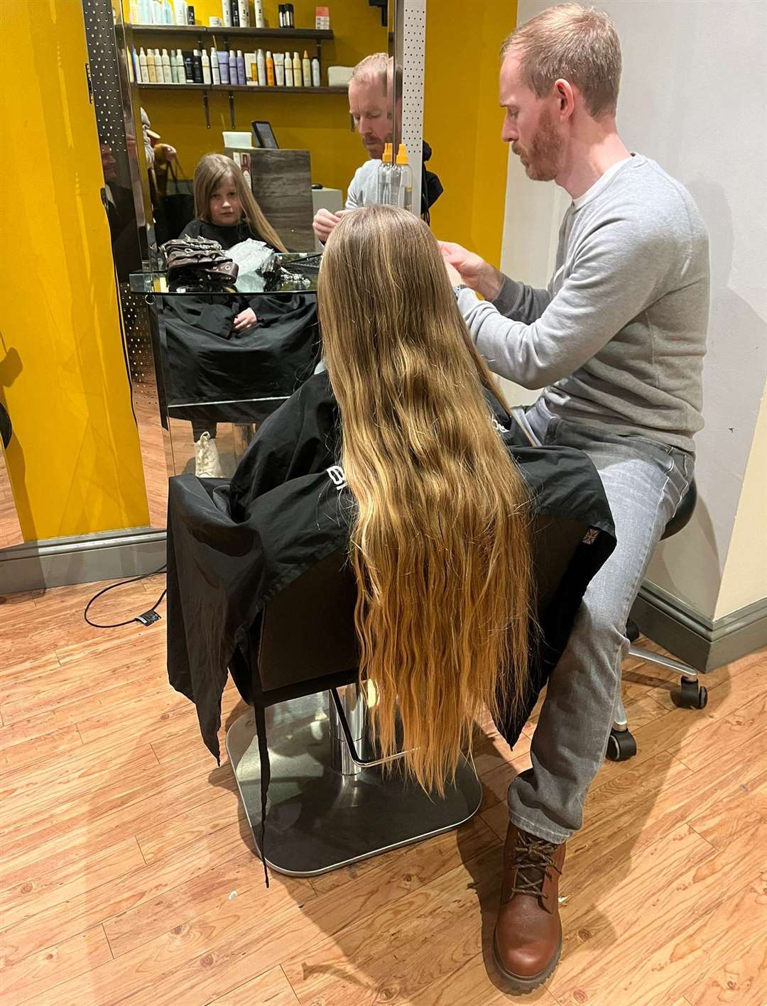 Penny Butcher at Hedonism in Spalding ready for her big haircut