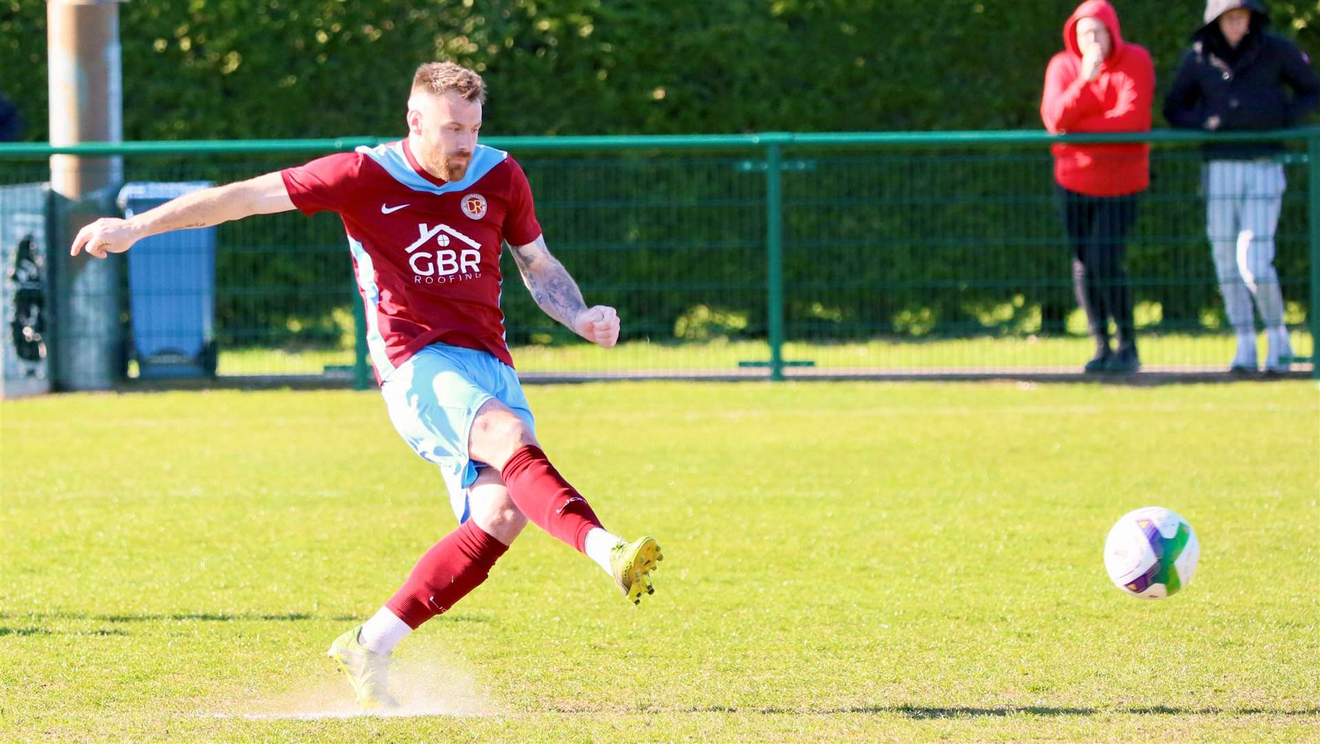 Josh Moreman scores from the penalty spot. Photo: Jason Richardson