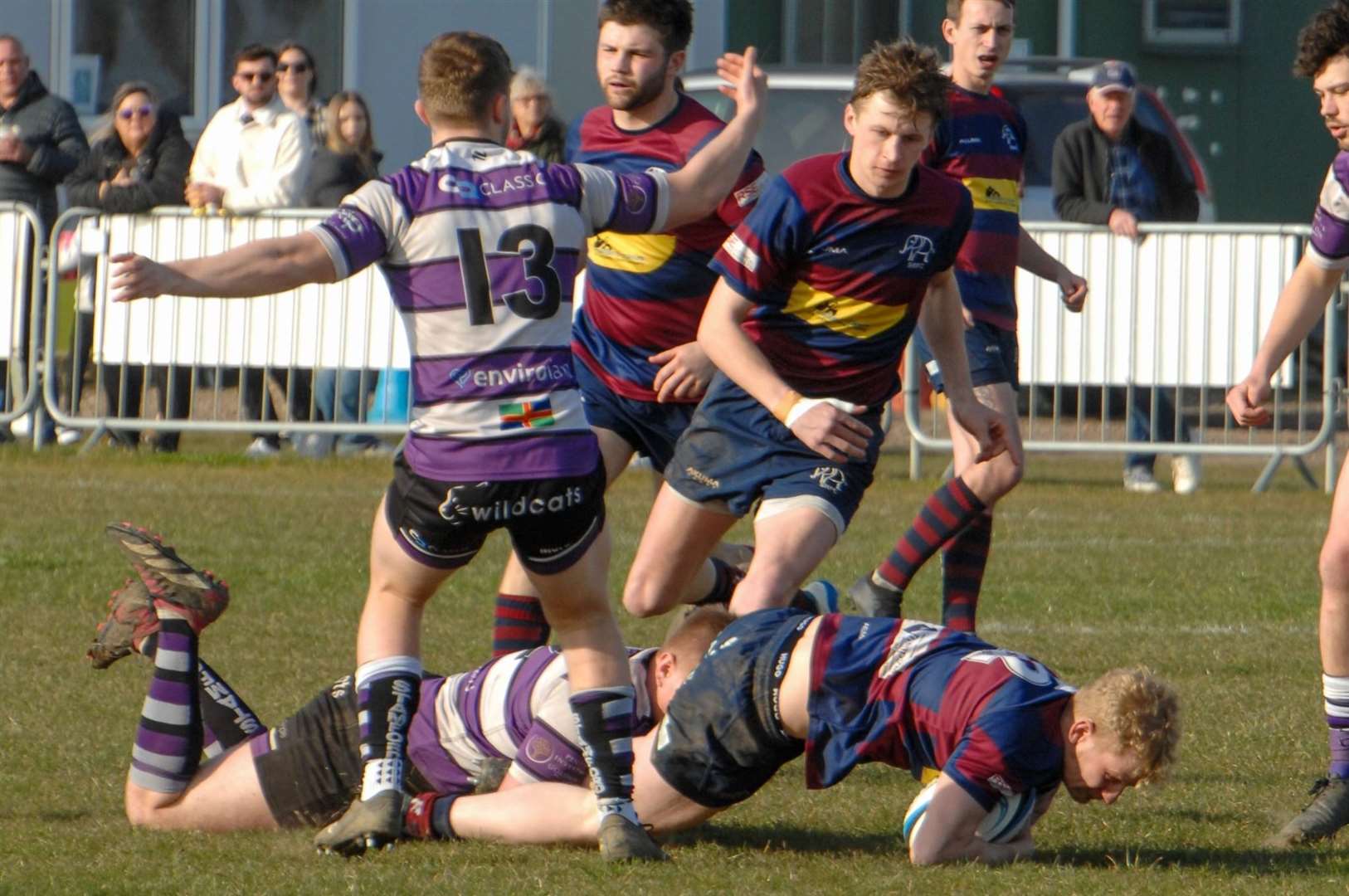 Derby action from Spalding's victory over Stamford. Photo: Adrian Smith