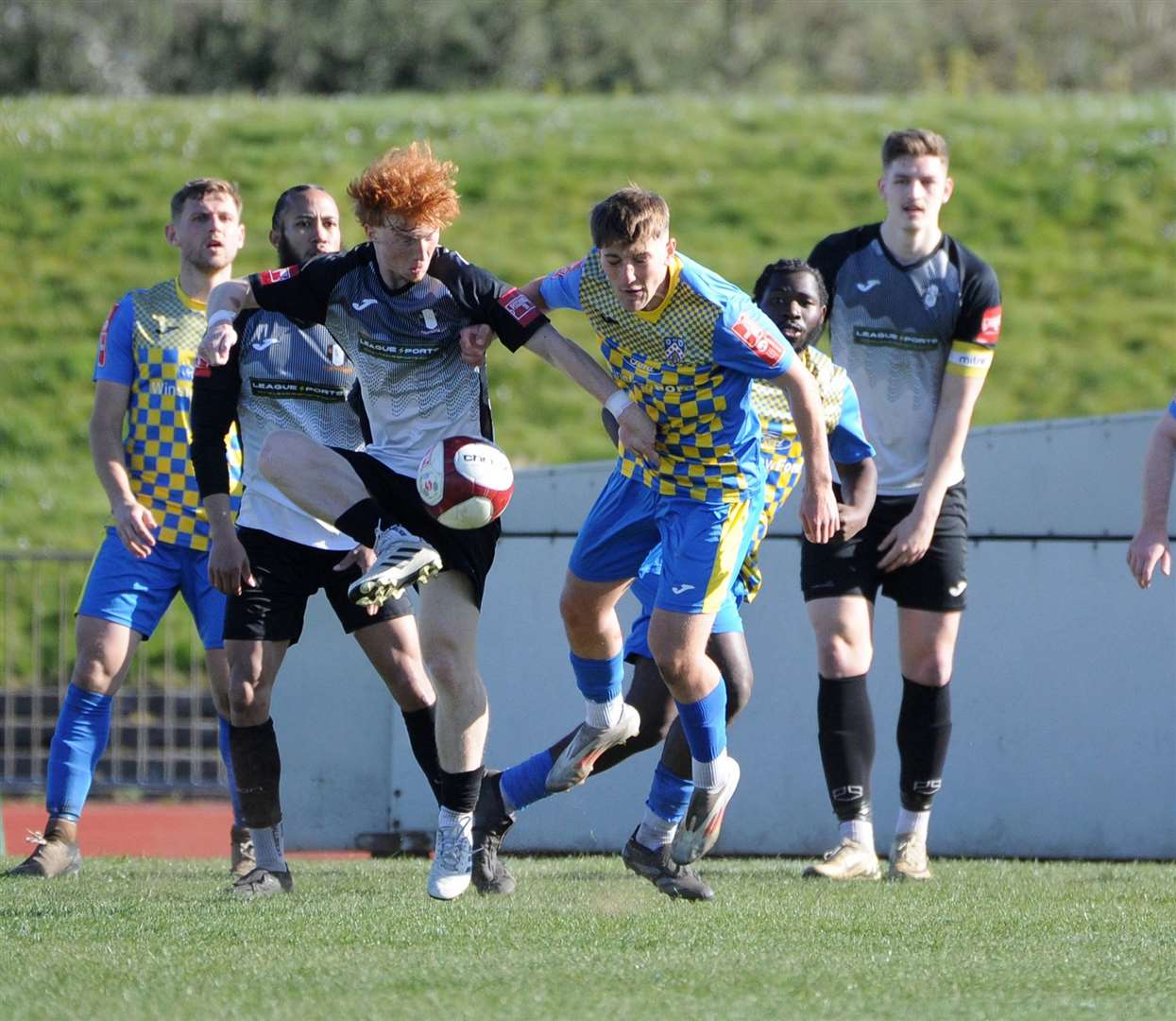 Action from Grantham's defeat to Wellingborough Town on Saturday. Photo: Chris Lowndes