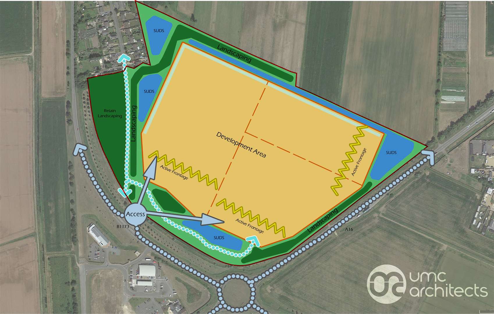 Overhead view of proposed development at Lincs Gateway, Spalding (62696381)