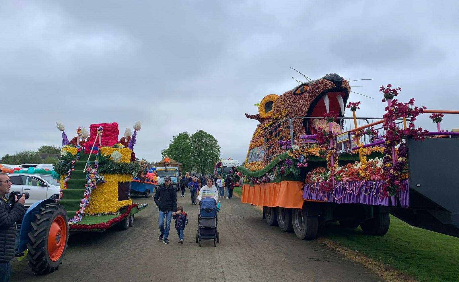 The floats are lined up and ready to leave the Castle Sports Complex