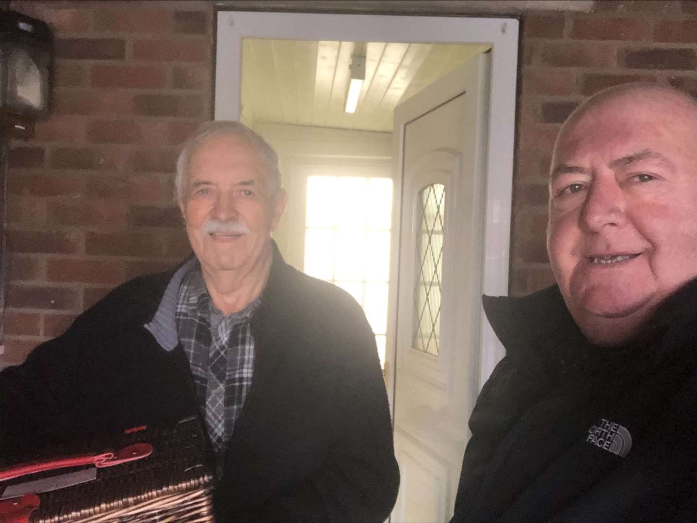 Barry Summerfield with his hamper and Rob Dixon (53534132)