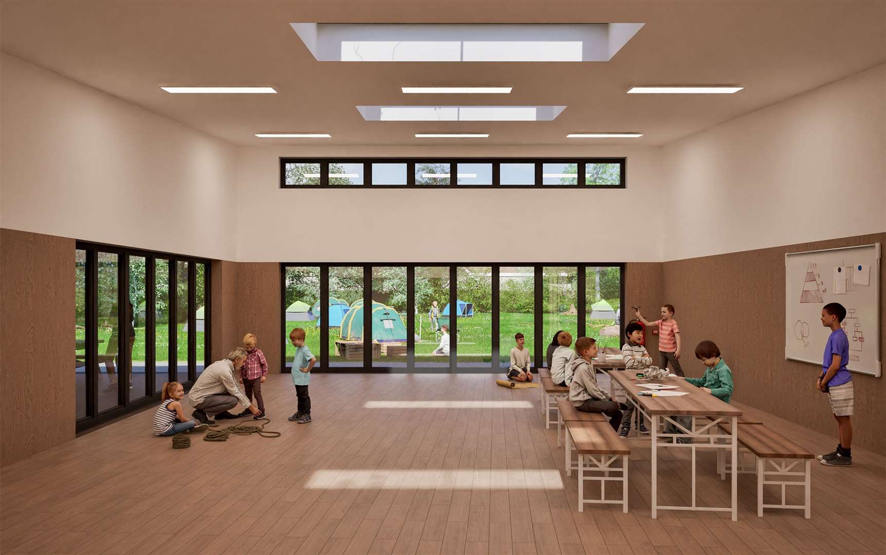 The new headquarters will have two meeting halls.