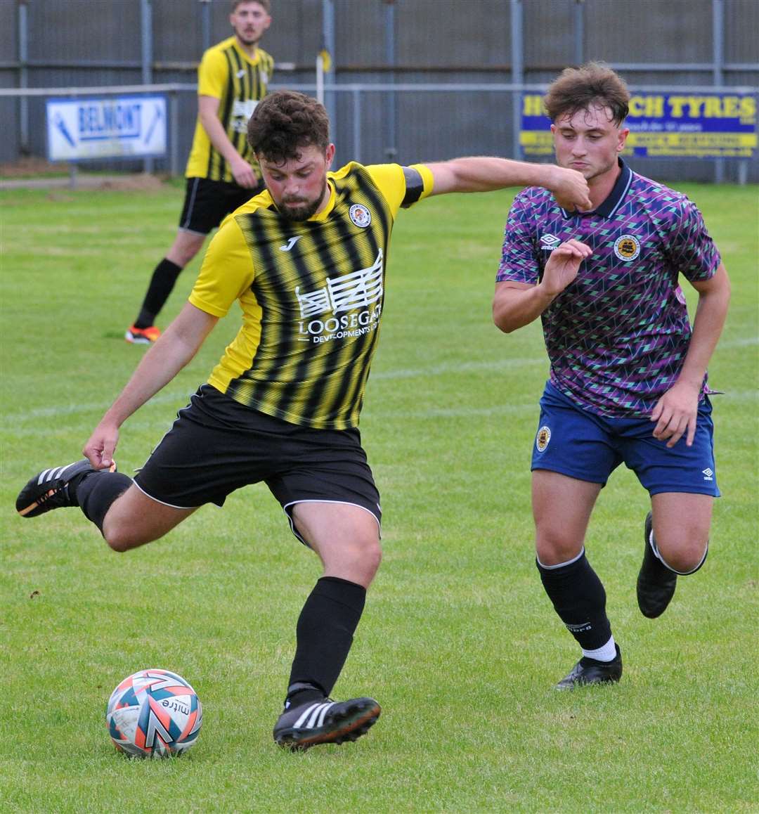 Action from Holbeach United's match with Boston United Under 23s in the Pete Cousins Memorial Cup. Photo: Chris Lowndes