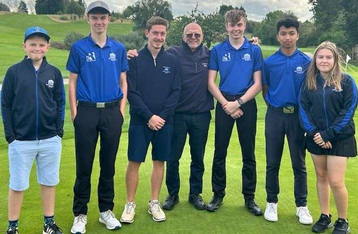 Pictured from left are William Bramhall, Josh Buil, Belton Woods junior captain Rory Dunbar, junior organiser Ken Claxon, Edward Bellamy, Daniel Agapito and Izzy Linsley.