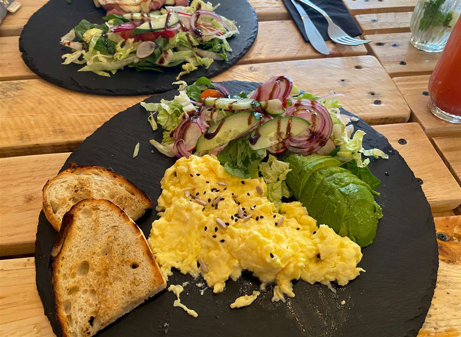 The delicious scrambled eggs